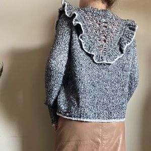 Wildfox Ruffle Trim Distressed Sweater Size S